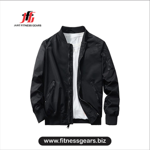 <b>Men's</b> <b>Light</b> Blue Bomber <b>Jacket</b> Zipper Closure Casual Windproof Autumn Wear - Product Image 1
