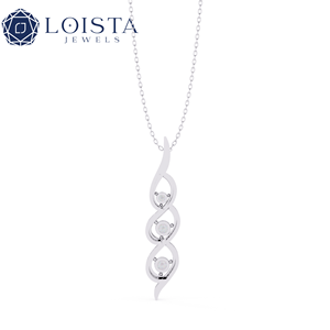 Collier pendentif en or blanc 18 carats avec diamant cultivé en laboratoire de taille brillante certifié IGI, couleur E, pour femmes, de Loista Jewels - Product Image 3