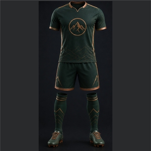 Conjunto de Camiseta de Fútbol Personalizada para Hombre en Verde Oscuro con Logotipo de Montaña Sublimado, Transpirable, de Manga Corta, Ajuste Atlético, para Toda Temporada - Product Image 5