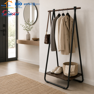 Perchero de Ropa Tipo A con Estante de Madera, Perchero Metálico para Exhibición en el Hogar o Comercio, Hecho en Taiwán - Product Image 4