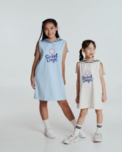 Joey มินิเดรสลำลองผ้าฝ้าย100% สำหรับเด็กผู้หญิงชุดเดรสแขนสั้นสไตล์กะลาสีสีน้ำเงินเหลืองสำหรับวันเกิดฤดูร้อนฤดูใบไม้ร่วง - Product Image 6