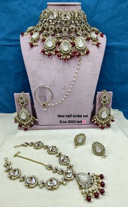 Élégant ensemble de bijoux ethniques en laiton de haute qualité, plaqué rhodium, avec zircon, pour mariée, fiançailles, mariage, anniversaire, fête, collier ras-du-cou effet ombre - Product Image 2