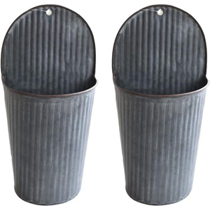 Ensemble de 2 jardinières longues en métal galvanisé, style rustique, pour décoration intérieure et extérieure, en solde - Product Image 4