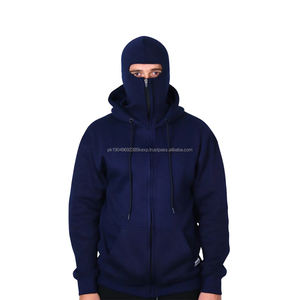 Streetwear Balaclava Hoodies For Adult Heavyweight <b>Full</b> <b>Zip</b> Up Navy Blue Color Outdoor Balaclava <b>Sweatshirt</b> Hoodies - Product Image 5