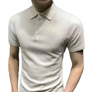 Verano Slim Fit para Polo Camiseta Nueva manga corta Casual Business Wear con cuello redondo Patrón sólido Top de punto - Product Image 1