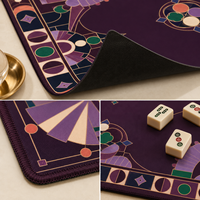 Tapis de Mahjong Américain Personnalisé en Néoprène 33 Pouces Antidérapant Motif Géométrique Art Déco Oiseau Housse de Table Carrée Cadeau Soirée Jeux OEM ODM Vente en Gros