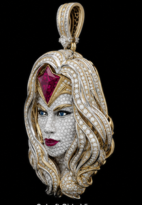 Pendentif Moissanite Personnalisé Portrait de Visage, Collier Breloque en Argent 925 Plaqué Or, Bijou de Déclaration à Coupe Ronde Brillante pour Fête - Product Image 2