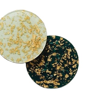 ถาดรองเครื่องดื่มทำจากเรซินพร้อมดีไซน์ทองคำเปลวที่วางเครื่องดื่มหรูหราพร้อมโลหะสีทองสำหรับตกแต่งโต๊ะ - Product Image 1