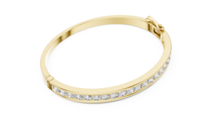 18K Yellow Gold Bezel Emerald Diamond Eternity <b>Bracelet</b>, Contemporary <b>Stacking</b> Diamond <b>Bracelet</b> - Product Image 2
