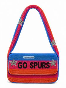 Bolso de Noche Retro de los San Antonio Spurs con Bloques de Color y Cuentas, Hecho a Mano, Negro, Estilo Distintivo - Product Image 3
