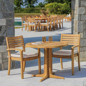 Meilleure Vente : Table de Salle à Manger Ronde d'Extérieur en Teck Massif, Écologique et Durable, Design Moderne, pour Projets Hôteliers et Commerciaux - Product Image 2