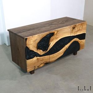 Buffet Modulaire Moderne en Bois Massif, Design Rivière d'Époxy, Fait Main, Style Ferme, Meuble de Chambre et d'Appartement, 4 Tiroirs, Bord Naturel, pour Studio - Product Image 2