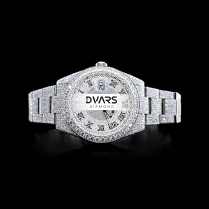 Reloj de Lujo con Incrustaciones de Moissanita y Cuarzo, Diseño Camuflaje, para Hombre, Negro y Blanco, con Diamantes, Estilo Hip Hop, Personalizable - Product Image 2