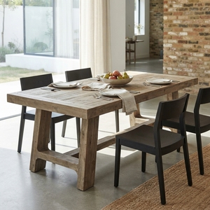 Mesa de Comedor Rectangular de Madera Sólida, Estilo Rústico Moderno, Patas en Forma de A, Estilo Teca Natural, Muebles para Comedor - Product Image 5