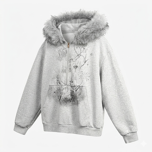 Sudadera con Capucha Personalizada de Estilo Urbano para Hombre, Tejida en Algodón Grueso, Estilo Vintage Otoñal, con Estampado de Estrellas - Product Image 5