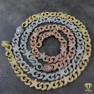 Luxury Bling Hip Hop Chain for Men & Boys Solid Back Heavy Rock Punk Style with Moissanite Diamond <b>Infinity</b> & Star Charms - Product Image 3