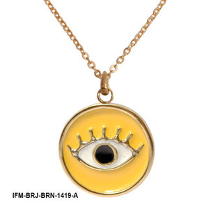 Collar de latón hecho a mano con colgante de ojo solar y esmalte amarillo, talismán de protección, con revestimiento resistente al deslustre, para mujer, religioso, con cadena - Product Image 2