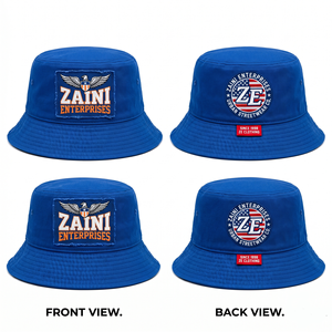 Chapeau Bob Unisexe en Sergé de Coton Premium 240 GSM Bleu Royal, Chapeau de Soleil avec Patch Logo Personnalisé Brodé en 3D, Idéal pour l'Extérieur et les Tenues Décontractées d'Été - Product Image 1