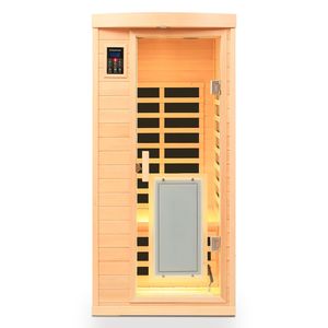 Sauna a Infrarossi per Una Persona in Legno di Hemlock con Porta Frontale a Basso EMF e Pannello Riscaldante - Product Image 6
