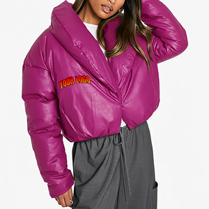 Chaquetas Acolchadas de Plumón para Mujer, Diseño OEM/ODM, Brillantes, Cortas, Resistentes al Viento, Ligeras, de Nailon, para Invierno - Product Image 4