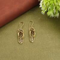 Boucles d'oreilles pendantes en laiton doré, forme tongs, filigrane, bijoux de fête classiques