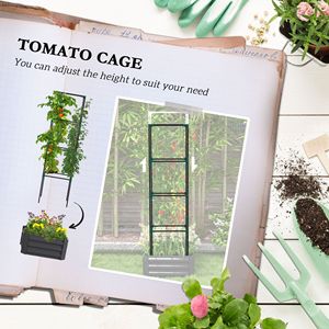Fioriera Rialzata Zincata Grigio Scuro 61x61x186 cm con Gabbia per Pomodori per Piante Rampicanti - Forniture da Giardino - Product Image 4