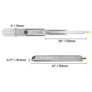 Glissières de tiroir à extension complète, 1 paire, capacité de charge de 500 lb, fonction de verrouillage, plage de 18 à 60 pouces pour différentes tailles - Product Image 5