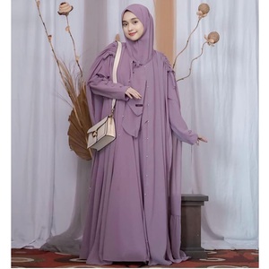 Wholesale 2023 Hot Sale Women's Khimar Hijab Fashion <b>Plain</b> Chiffon Muslim Niqab Hijabs Long Islam 3 Layer <b>Abaya</b> Hijab - Product Image 3