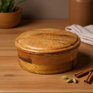 กล่องใส่โรตีไม้ทำมือพร้อมชุดกล่องใส่เครื่องเทศ กล่องเก็บของในครัว กล่องใส่ชาปาตี ของตกแต่งบ้าน กล่องจัดระเบียบอเนกประสงค์สำหรับเก็บขนมปัง - Product Image 3