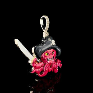 Diseño único en 3D en plata de ley 925 con esmalte rojo estilo Hip Hop Angry Octopus colgante para Rappes - Product Image 2