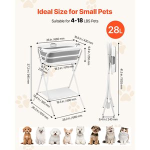 Vasca da Bagno Portatile Pieghevole Salvaspazio per Cani 2 in 1, Stazione di Lavaggio Pieghevole per Animali Domestici e Uccelli per Toelettatura e Bagno a Casa - Product Image 2
