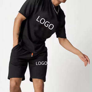 Custom Logo Summer Men's High Street Style Two-Piece Breathable Knitted Polyester/Cotton Digital Print T-Shirt Shorts Set - Product Image 6