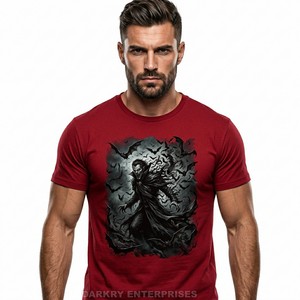 Camiseta Roja para Hombre al por Mayor, Camiseta con Gráfico de Cruz Sangrante Gótica Personalizada, Fabricante OEM, Top de Moda Masculina de Algodón de Alta Calidad - Product Image 5