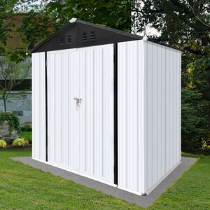 Casetta da Giardino Apex Roof 6FTx4FT Bianca+Nera, Resistente e Impermeabile - Product Image 4