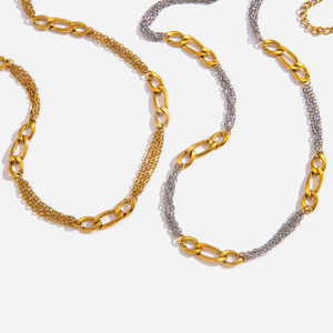 Gold Plate Stainless Steel O-<b>Chain</b> Waterproof Minimalist Style Flat <b>Chain</b> Necklace - Product Image 4