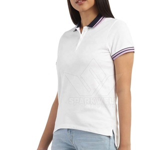 เสื้อโปโลผู้หญิง แขนสั้น แต่งขอบตัดกัน ผ้าฝ้ายถัก คอปก สวมใส่สบาย เหมาะสำหรับเล่นกอล์ฟ ระบายอากาศได้ดี ใส่ได้ในฤดูร้อน - Product Image 4