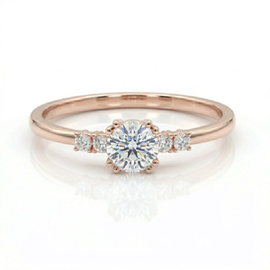 Bague de fiançailles en diamant de laboratoire rond gradué, plaqué or 18 carats, alliance délicate, cadeau d'anniversaire, bague de promesse, cadeau pour elle - Product Image 6