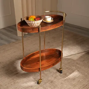 Carrito de Servicio Rodante de Cerámica Hecho a Mano, Moderno, para Exhibición de Bebidas, Ecológico, Estilo Americano, Mueble de Diseño para Comedor - Product Image 5