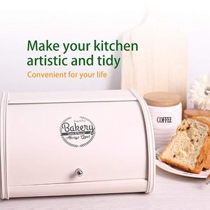 Boîte à pain vintage en métal crème avec couvercle rabattable, anti-humidité, pour la cuisine - Product Image 4