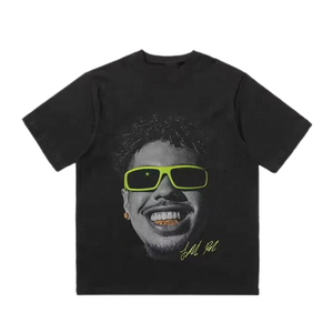 เสื้อยืดพิมพ์ลายกราฟิกแขนสั้นสำหรับผู้ชายรุ่นใหม่ล่าสุด ขายส่งจากโรงงาน เนื้อผ้าหนา สีดำล้วน รับสั่งทำ - Product Image 3