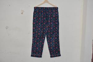 Pantalones de Pijama de Algodón con Estampado de Flores Elegantes, Motivo Floral Encantador de la Selva, Corte Regular, Cintura Elástica, Casuales de Verano - Product Image 6