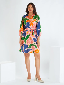 Nouveauté robe longue décontractée en coton imprimée à la main élégante pour femmes 100% robe maxi/ midi en coton imprimé lavable - Product Image 5