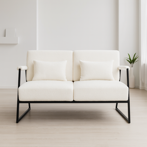 Canapé moderne carré pour deux personnes avec structure en acier inoxydable et métal rembourré pour le salon - Product Image 1