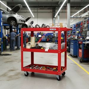 Carrello Portautensili in Acciaio Resistente da 200 Libbre con 3 Ripiani, Ripiano con Bordo Medio e Ruote Girevoli a 360 Gradi - Product Image 3