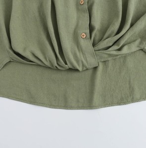 Camisa de Lino para Mujer, Cuello Camisero, Color Sólido, Estilo Casual para Uso Diario, Corte Regular - Product Image 2