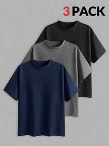 Men's Short Sleeve T-Shirt - Round Neck Loose Short Sleeve T-Shirt Set Breathable Skin-Friendly Special Material Oversized Fit U - Product Image 5