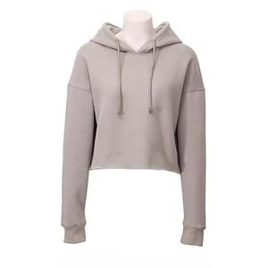 Custom Women's Solid Pullover Crop <b>Top</b> Hoodie Breathable Polyester Cotton Fleece Long Sleeves Short Length <b>Winter</b> Crop Hoodies - Product Image 5