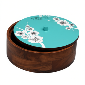 Caja de madera hecha a mano para chapati con tarro de especias, contenedor tradicional indio para roti y juego de caja de especias masala. - Product Image 2