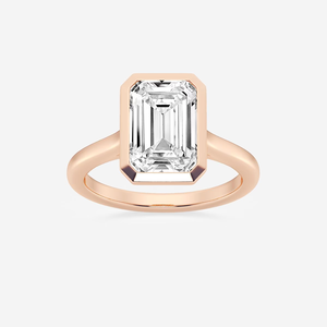 Elegante Anillo de Compromiso con Diamante Cultivado en Laboratorio, Corte Esmeralda, 5CTW, Estilo Solitario con Bisel, Anillo de Propuesta Moderno, Joyería Fina para Mujer - Product Image 1