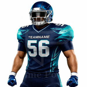 Meilleures ventes : Ensemble uniforme de football personnalisé avec nom du joueur, style américain, maillot et pantalon légers et respirants, tenue d'équipe par sublimation - Product Image 2